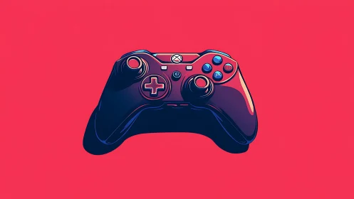 Gaming Controller Rendered Against Vibrant Neon Backdrop.
