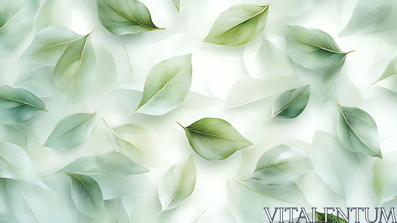 Green and white leaves arranged in soft layered pattern.