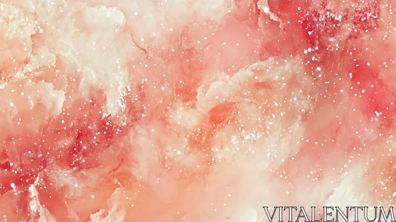 Coral nebula clouds swirl through luminous starfield space