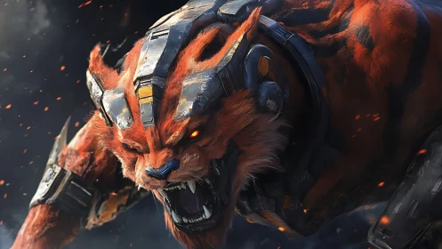 Cybernetic war-beast in dynamic 3D combat rendering.