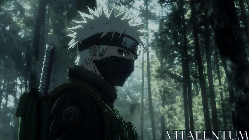 Silent masked wanderer lets forest shadows guard secrets