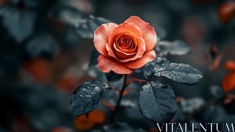 Coral Rose Blooms in Monochromatic Garden Theatre