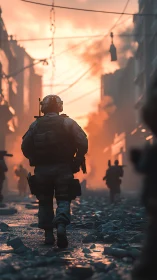 Sunset inferno crowns the lone soldier&rsquo;s forward stride