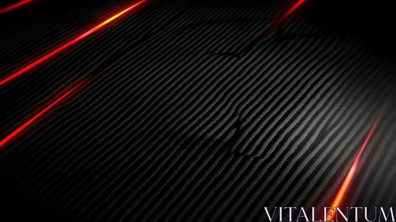 Futuristic carbon fiber texture with glowing red light streaks.