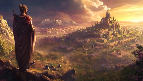 Golden sunset watches over a grand ancient hilltop city