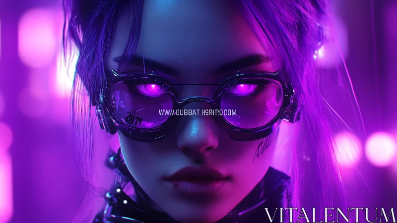 Neon-illuminated cyberpunk girl with luminescent visor optics.
