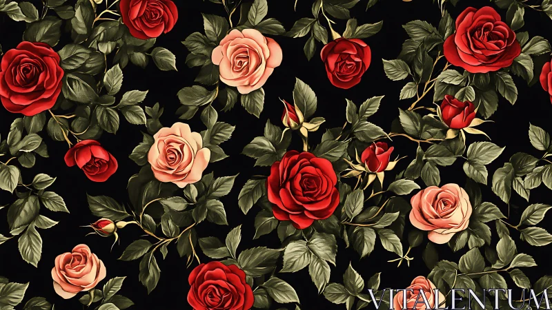 Velvet Roses Dance: A Garden Symphony in Red and Blush.