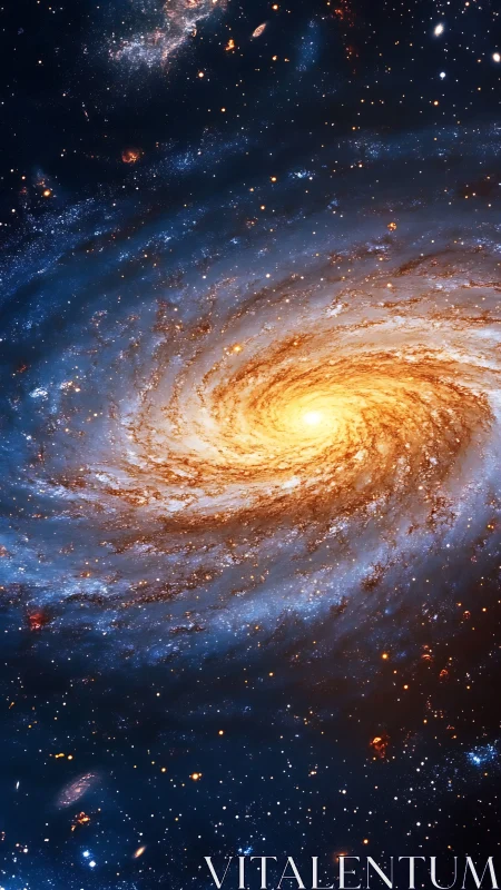 Spiral galaxy core glowing amid dense starfield in space.