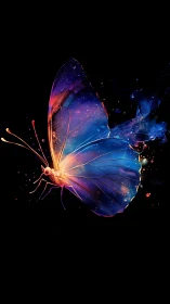 Iridescent neon butterfly rendered in luminous digital gradients