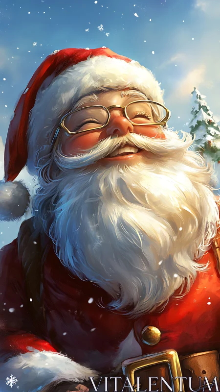 Joyful Santa Claus portrait in bright winter sunlight.