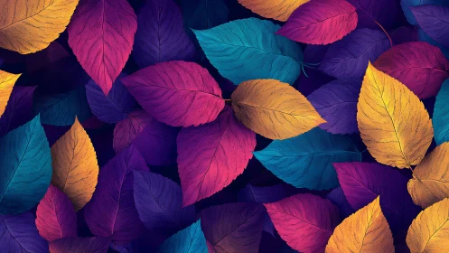 Multicolor foliage pattern renders saturated botanical leaf study