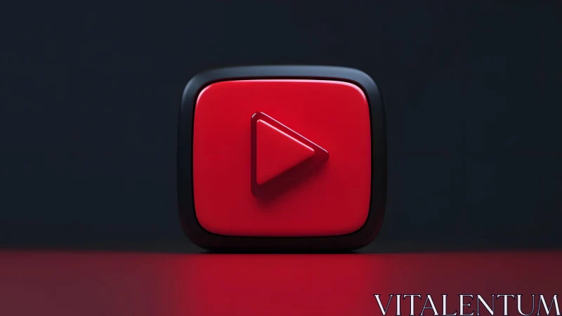 3D YouTube Play Button Icon on Dark Background, Modern Style.