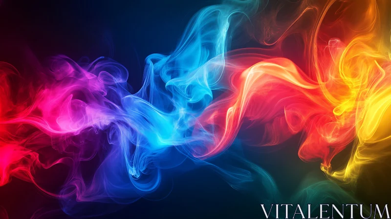 Colorful smoke wisps form flowing abstract light trails.