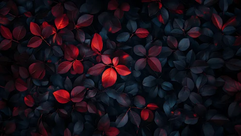 Midnight leaves glow softly with deep crimson highlights