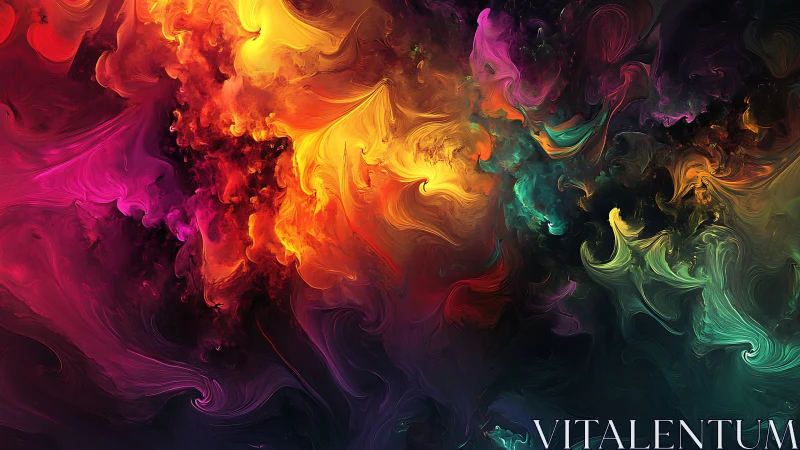 Vibrant cosmic nebula swirls ignite a dark abstract void