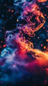 Nebulous fire stream swirling through cosmic bokeh field.