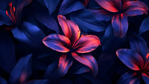 Neon Lilies in Twilight Glow.