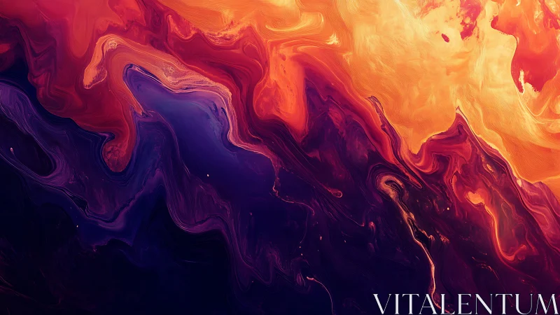 Molten crimson and violet waves collide in luminous motion