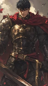 Storm-eyed crimson knight stalking the edge of battle.