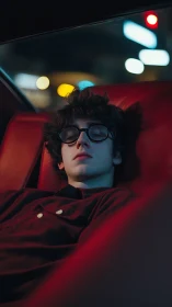 Quiet night ride with a dreamy teen lost in soft city light.