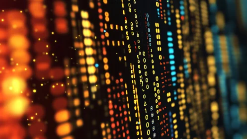 Neon data skyline glows like a futuristic digital cityscape.