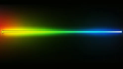 Rainbow laser line slices quietly through the digital night