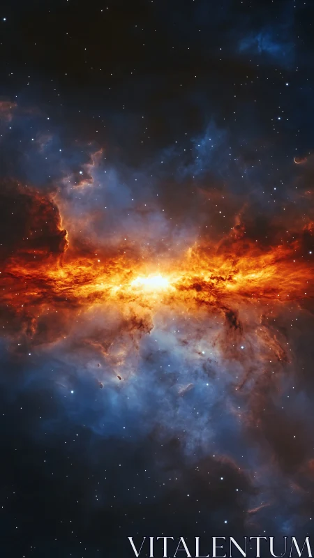 Stellar nebula with central luminous band in deep space.