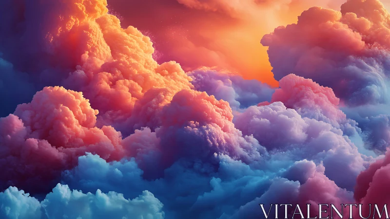 Vibrant sunset clouds in vivid pink, orange and blue sky.