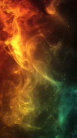 Multicolor gaseous nebula with swirling volumetric light gradients