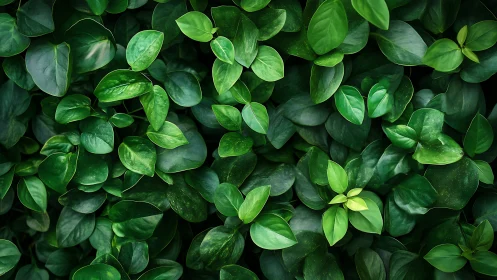 Dense green foliage forms lush overlapping leaf pattern
