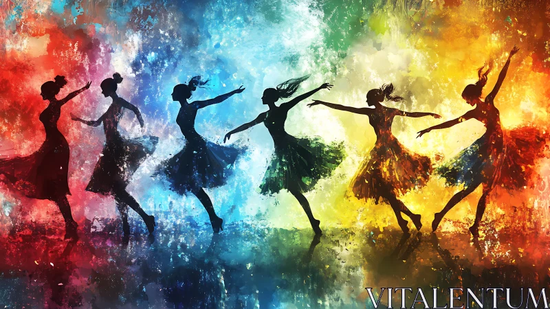 Color-drenched dancers swirling through painted light.