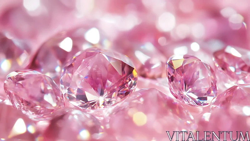 Glittering pink gemstones in luminous macro focus arrangement.