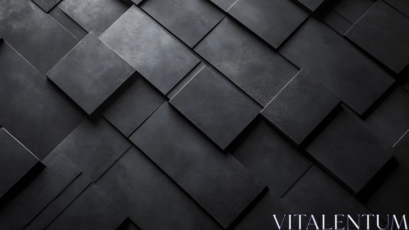 Layered charcoal panels create a calm geometric rhythm