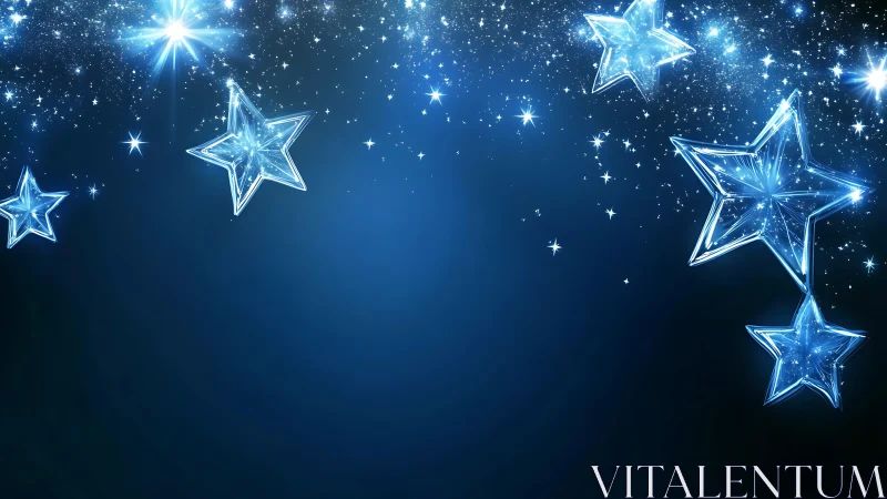 Crystal stars drifting across luminous midnight sky.