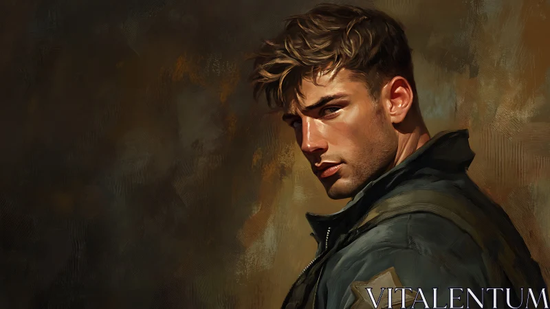 Quiet strength in a soldier’s thoughtful side glance.