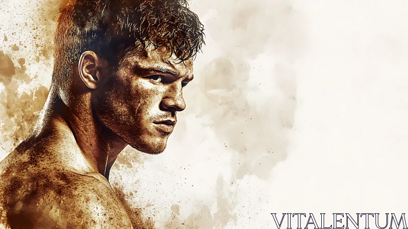 Digital painting study of gritty male portrait in profile focus.