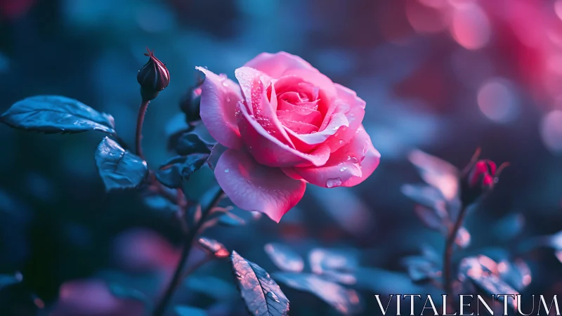 Bioluminescent Rose in Twilight.