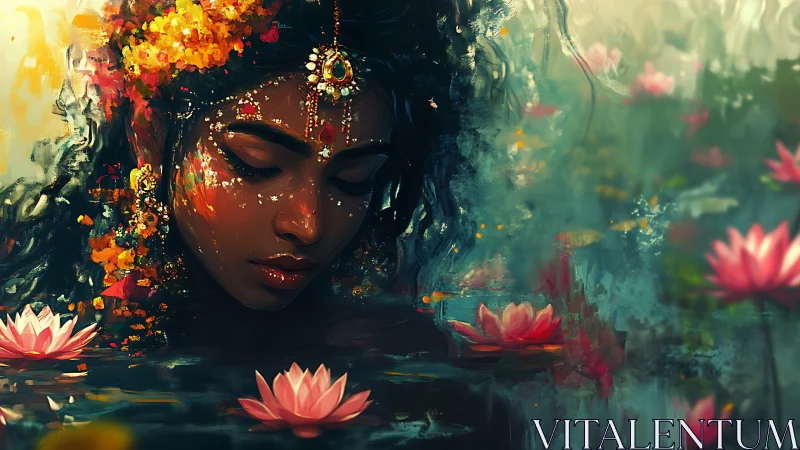 Lotus dreams and painted whispers around a quiet soul.