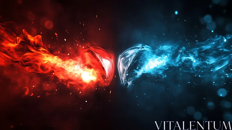 Elemental fire and ice collide in dynamic energy burst.