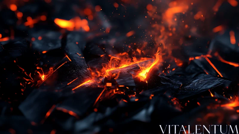 Burning Coals Ignite: Dynamic Fire and Ember Display.