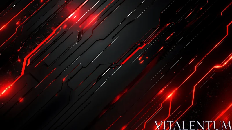 Futuristic black and red abstract tech background with glowing lines.