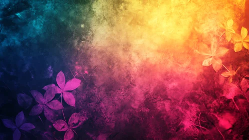 Gradient floral texture blends saturated colors across frame