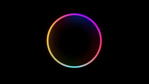 Chromatic gradient ring on deep black negative space field.