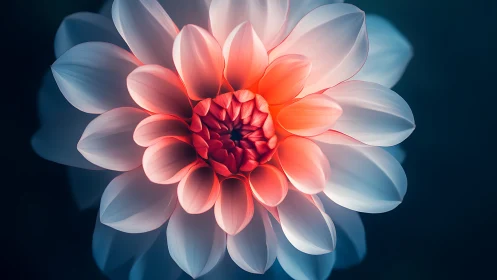 Glowing Dahlia Blooming in Radiant Warmth and Light.