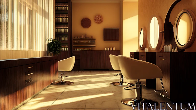 Sunlit modern salon interior invites calm, premium grooming