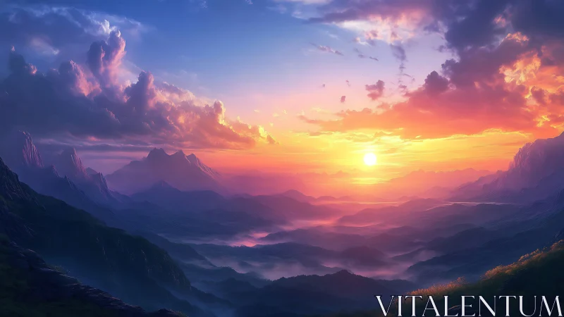 Dreamlit mountain valleys drinking in a painted sunrise.