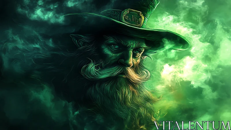 Emerald storm wizard in swirling spectral mist stares back.