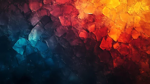 Abstract textured background with vivid fiery and cool tones.