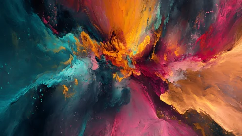 Dynamic abstract color explosion in fluid digital painting.