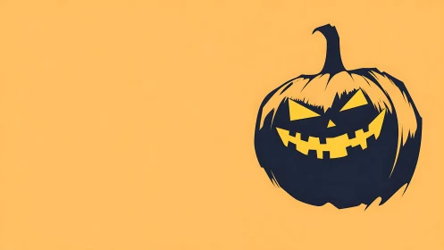 Flat vector jack-o-lantern silhouette with high-contrast cutout lighting